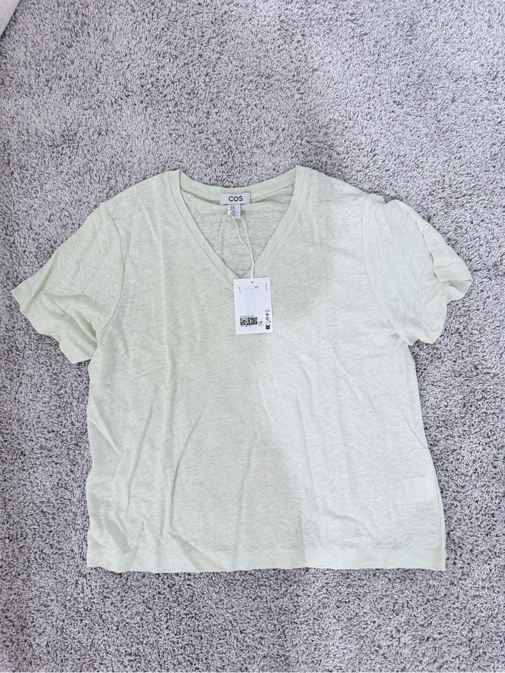 COS Light Sage V-Neck Short Sleeve Tee